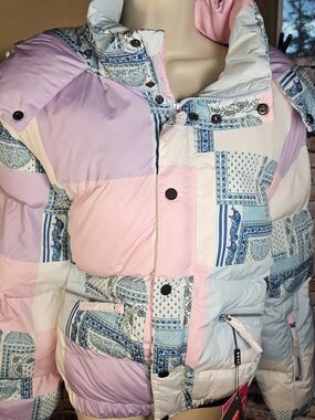 OOSC Chic Puffer Jacket Patchwork PrimaLoft Insulated Ski Snowboard Coat NWT